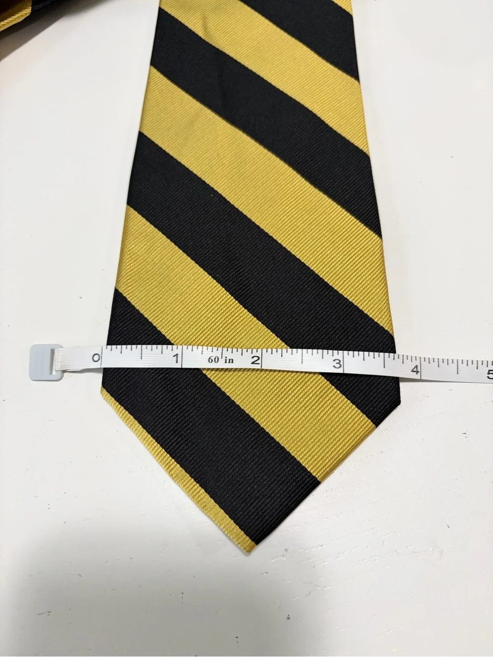 Parquet Silk Gold Yellow Black Striped Hand Made Neck Tie